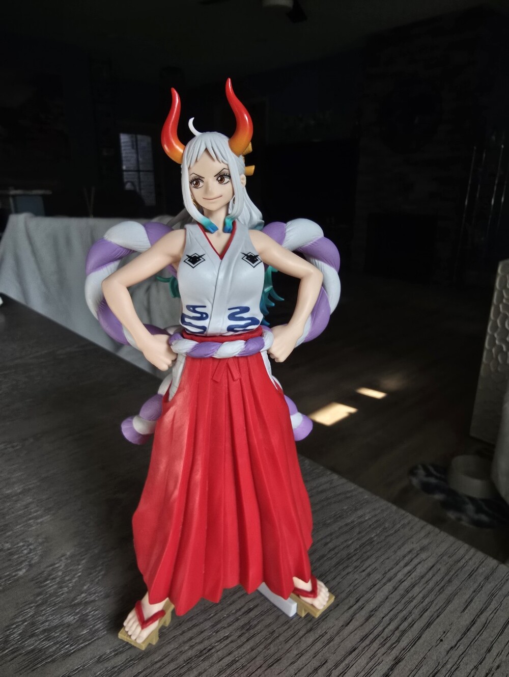 Red-Haired Horned Anime Figure with White Top